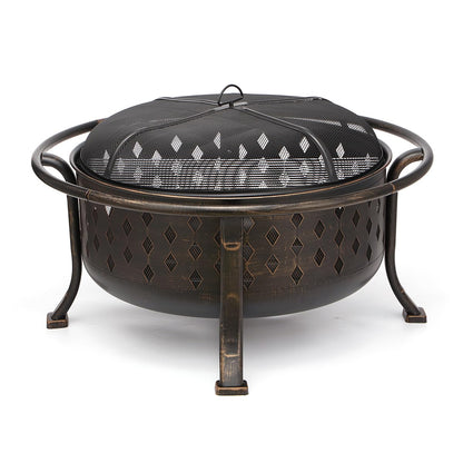 36 Inch Fire Pits for Outside Outdoor Wood Burning Firepit with BBQ Grate Large Heavy Duty Steel Firepit Bowl Bonfire Pit for Patio Backyard Garden Camping - CookCave