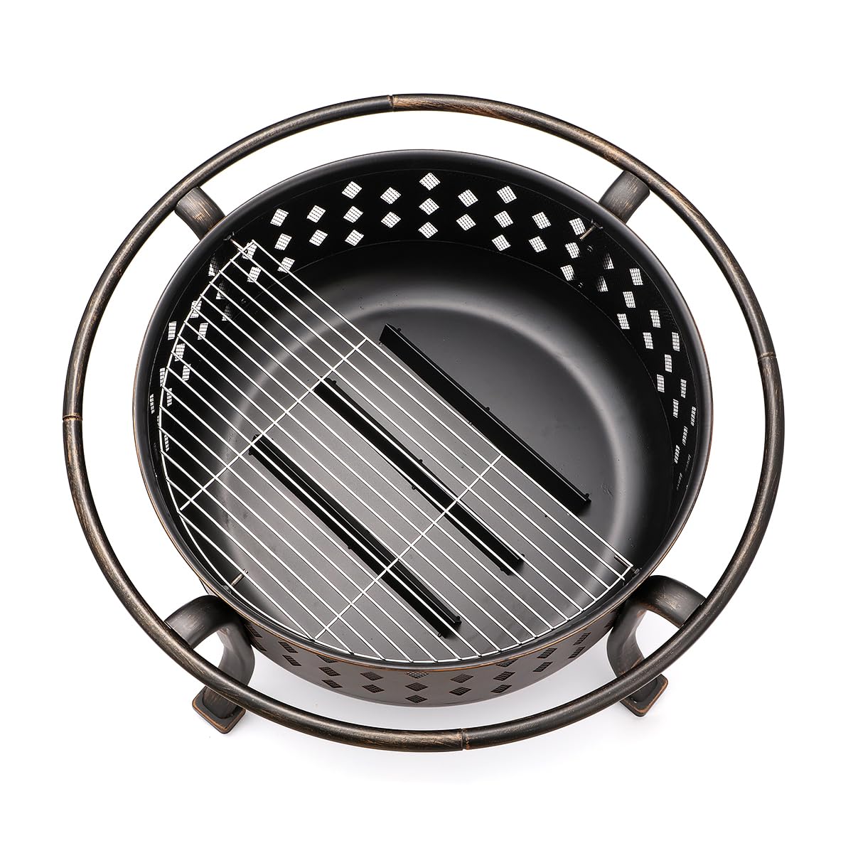 36 Inch Fire Pits for Outside Outdoor Wood Burning Firepit with BBQ Grate Large Heavy Duty Steel Firepit Bowl Bonfire Pit for Patio Backyard Garden Camping - CookCave