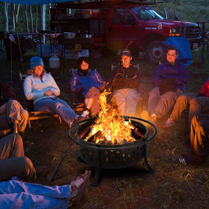 36 Inch Fire Pits for Outside Outdoor Wood Burning Firepit with BBQ Grate Large Heavy Duty Steel Firepit Bowl Bonfire Pit for Patio Backyard Garden Camping - CookCave