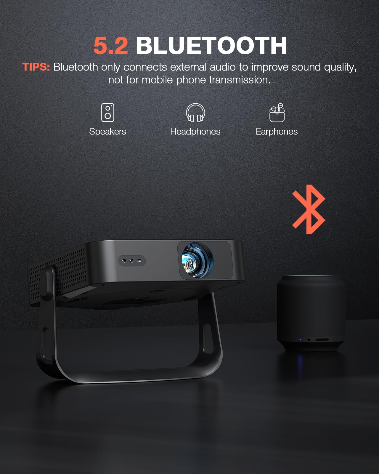 【360°Adjustable Stand & Auto Focus/Keystone】Mini Projector with WiFi and Bluetooth, Native 1080P Portable Outdoor Movie Projector, VOPLLS Home Projector 4K Support for HDMI/USB/AV/Phone/Laptop - CookCave