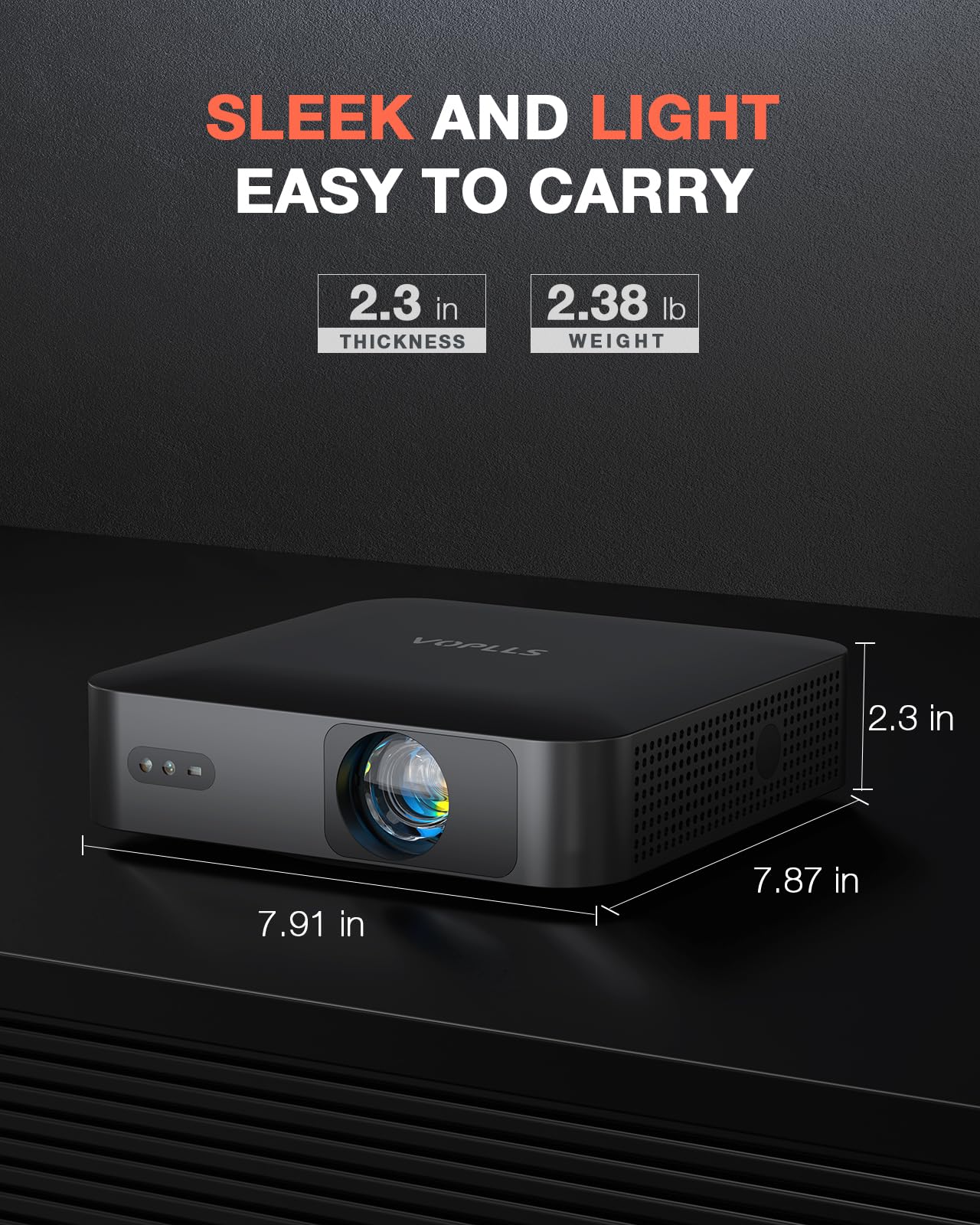 【360°Adjustable Stand & Auto Focus/Keystone】Mini Projector with WiFi and Bluetooth, Native 1080P Portable Outdoor Movie Projector, VOPLLS Home Projector 4K Support for HDMI/USB/AV/Phone/Laptop - CookCave