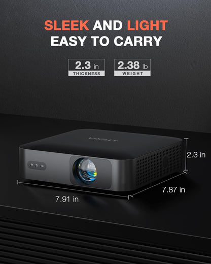 【360°Adjustable Stand & Auto Focus/Keystone】Mini Projector with WiFi and Bluetooth, Native 1080P Portable Outdoor Movie Projector, VOPLLS Home Projector 4K Support for HDMI/USB/AV/Phone/Laptop - CookCave