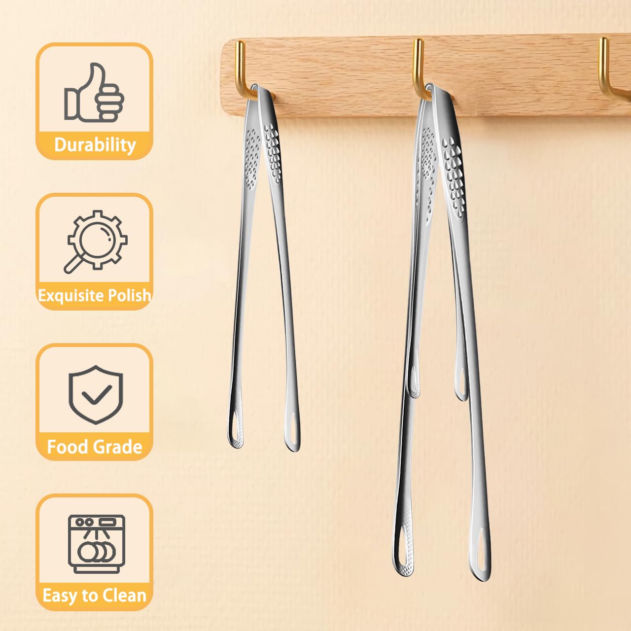 3Pcs Cooking Tweezers Tong Stainless Steel Grill Kitchen Food Tongs for Serving BBQ, Long Clamp Tool for Meat, Salad, Fish, Steak, Barbecue, Buffet (3 Size) - CookCave