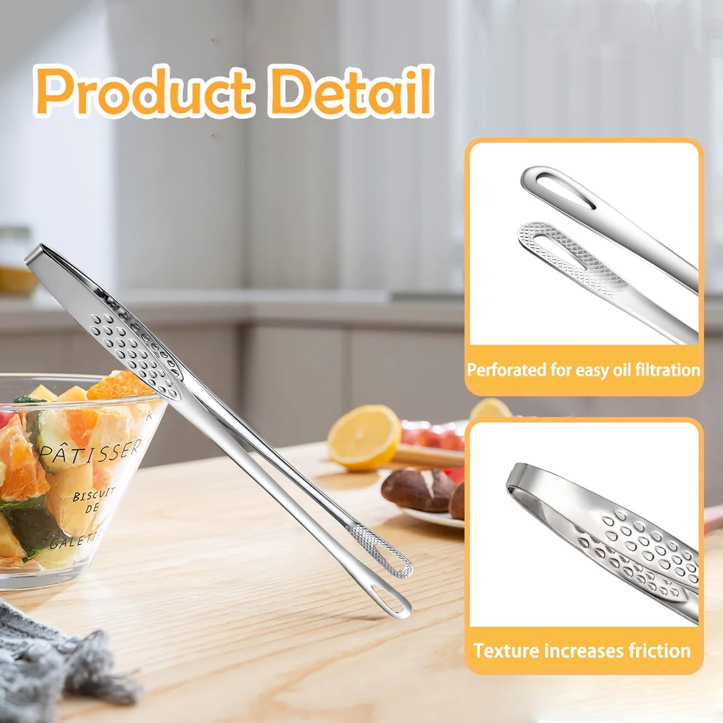 3Pcs Cooking Tweezers Tong Stainless Steel Grill Kitchen Food Tongs for Serving BBQ, Long Clamp Tool for Meat, Salad, Fish, Steak, Barbecue, Buffet (3 Size) - CookCave
