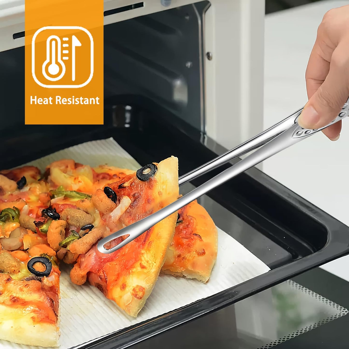 3Pcs Cooking Tweezers Tong Stainless Steel Grill Kitchen Food Tongs for Serving BBQ, Long Clamp Tool for Meat, Salad, Fish, Steak, Barbecue, Buffet (3 Size) - CookCave