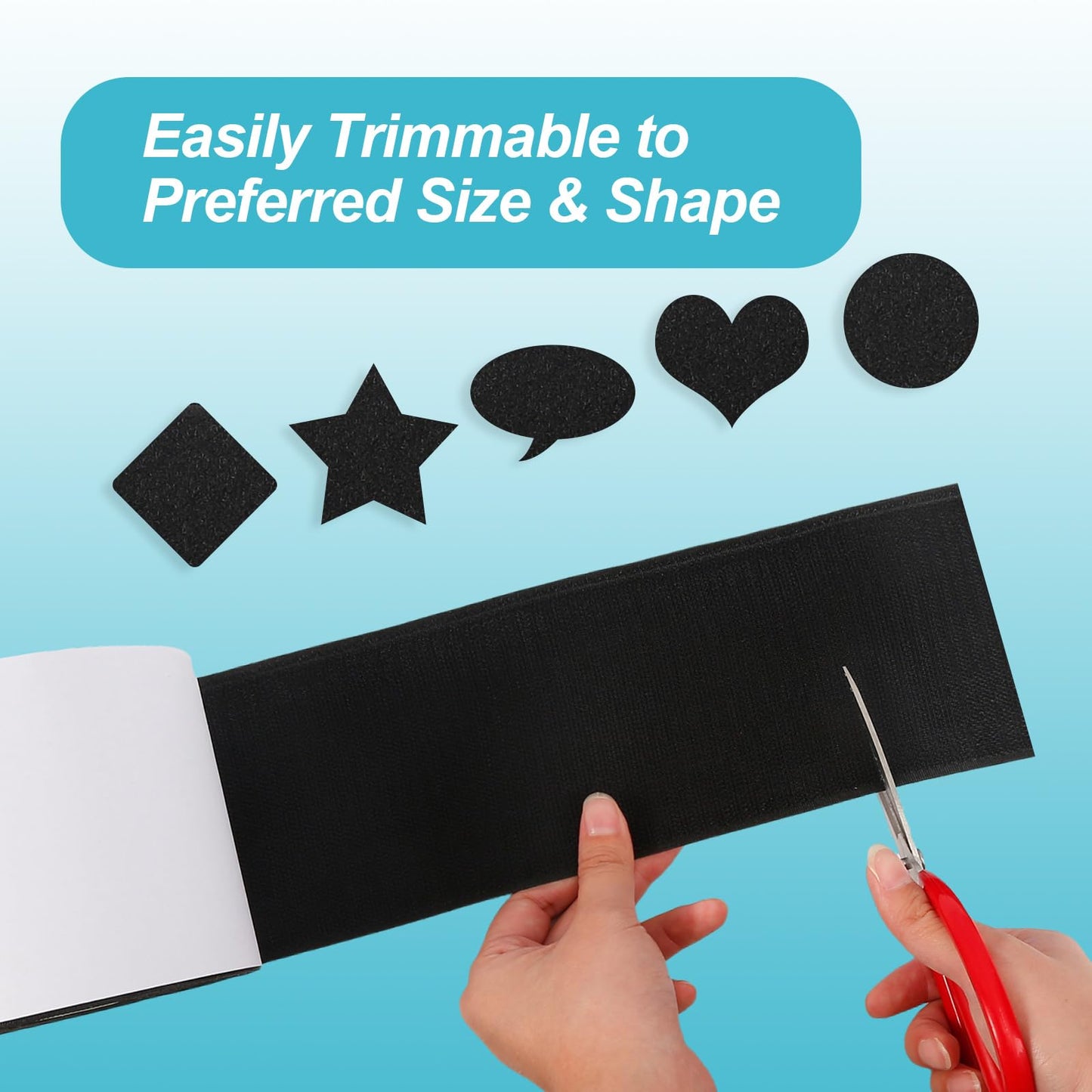 4.4''×16.5 Feet Black Heavy Duty Hook and Loop Tape Adhesive, Keep Couch Cushions from Sliding or Blowing at Outdoor, Picture Wall Hanging, No Punching Wall Mounting, Keep Your Carpet Rugs in Place - CookCave