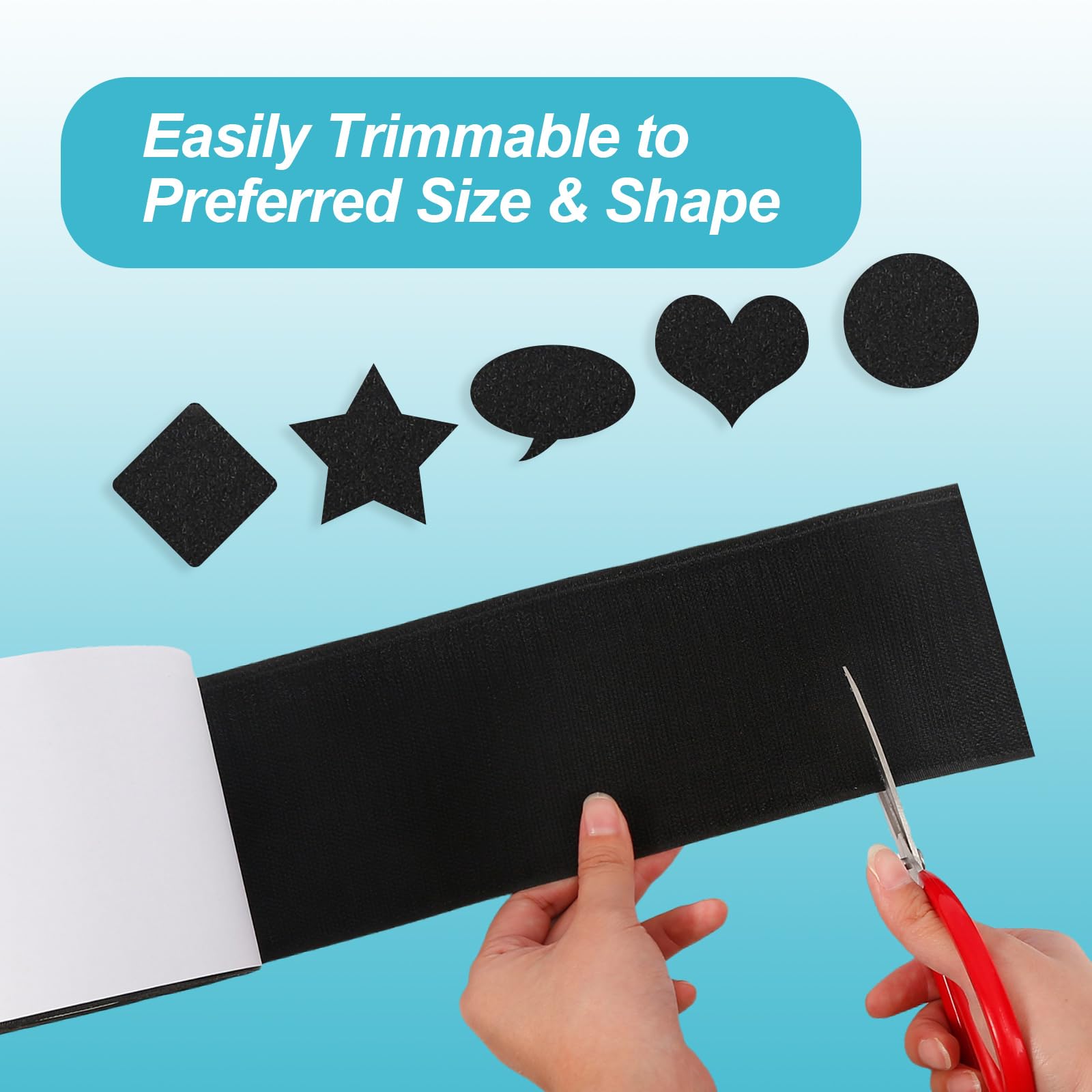 4.4''×16.5 Feet Black Heavy Duty Hook and Loop Tape Adhesive, Keep Couch Cushions from Sliding or Blowing at Outdoor, Picture Wall Hanging, No Punching Wall Mounting, Keep Your Carpet Rugs in Place - CookCave