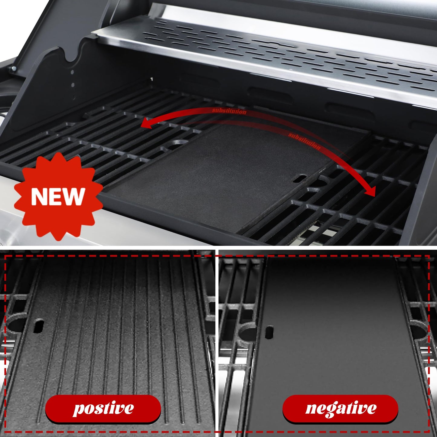 4-Burner Propane Gas Grill with Side Burner, 46,000 BTU Outdoor BBQ Grill with Porcelain-Enameled Cast Iron Grates and Griddle Pan, Built-in Thermometer Stainless Steel Grill for Outdoor Cooking - CookCave