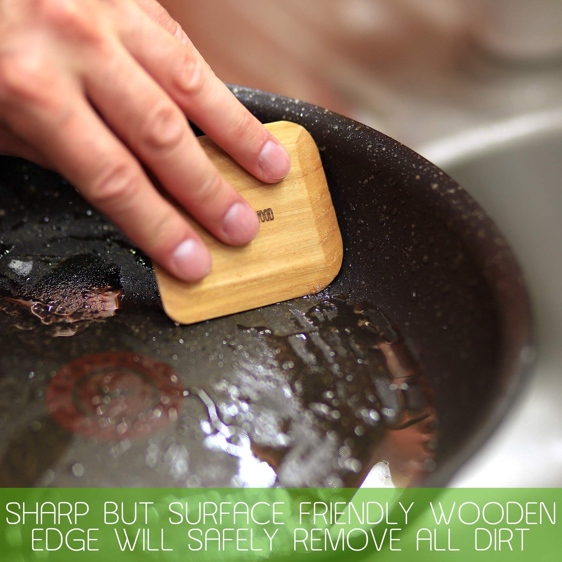4 Pcs Wooden Pot & Pan Scrapers | Premium Ash Wood, Non-Scratch, Food-Safe | Ergonomic, Non-Toxic, Easy to Clean | Ideal for Baking and Dish-Safe - CookCave