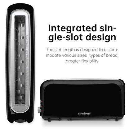 SEEDEEM 2 Slice Slim Toaster, 10" Long Slot, 6 Shade Settings, Black