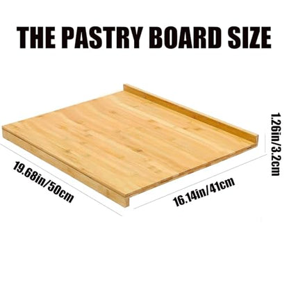 YYRZZ Reversible Pastry Board,19.68" x 16.14" Reversible Bamboo Pastry Board with Lip for Rolling Dough Wooden Cutting Baking Chopping Board Kneading Board for Counter Table Top Kitchen