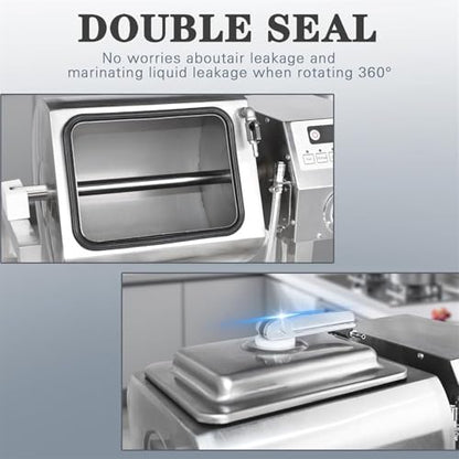 36lb/18l Vacuum Tumbler Marinator, Meat Tumbler Marinating Machine, 30w Three-Speed Bidirectional Rotation Rapid Marination Catering Food Processing, For Marinating Chicken, Steak, Burger & Bacon