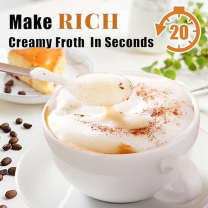 Nahida Orange Milk Frother Wand for Coffee, Frother Handheld Rechargeable Electric Whisk with 3 Heads 3 Speeds Drink Mixer Coffee Frother Foam Maker For Latte, Cappuccino, Hot Chocolate, Egg