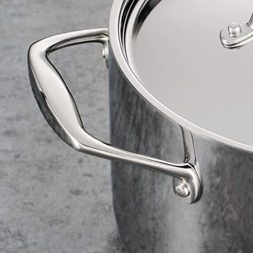 Tramontina Signature Tri-Ply Clad Stainless Steel 8-Quart Stock Pot with Lid, Induction-Ready Pasta Pot, Dishwasher-Safe, NSF-Certified, Made in Brazil