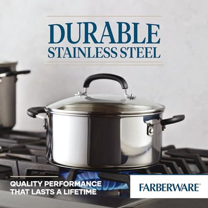 Farberware Brilliance Dutch Oven Pot with Lid, 5 Quart, Stainless Steel