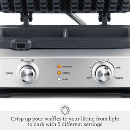 Breville BWM604BSS Smart Square Waffle Maker, 4 Slice Capacity, Brushed Stainless Steel