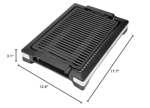 Indoor Grills Electric Smokeless, 1600W BBQ Grill with Water-Filled Drip Tray, 15-Inch Nonstick Grate for Steaks & Korean BBQ, Rapid Heating for Searing