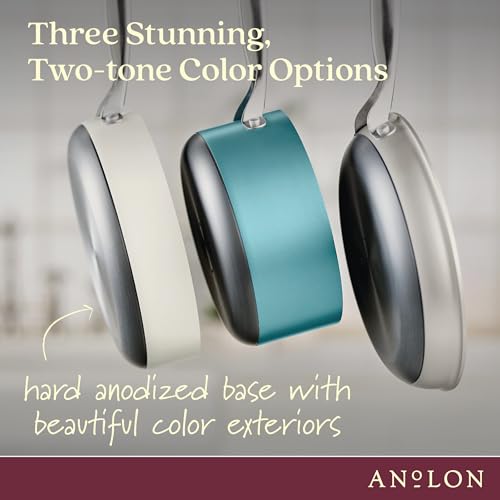 Anolon Achieve Hard Anodized Nonstick Cookware Pots and Pans Set, 9 Piece - Cream