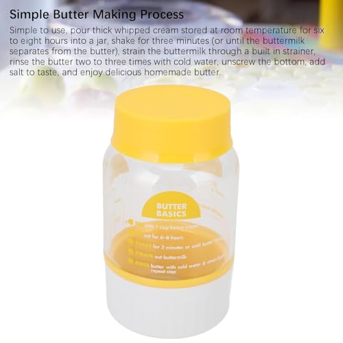 Butter Maker Jar, Plastic Homemade Butter Churner for Cream Cheese, Manual Butter Making Kit with Built-in Strainer, Dishwasher Safe for Kitchen Cooking Baking