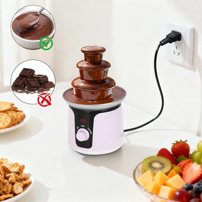 Chocolate Fountain Machine, 3-Tier Chocolate Fountain with 6 Forks, Portable Metal Chocolate Melt Machine for Party, Camping, Dessert Table, Birthday, Wedding