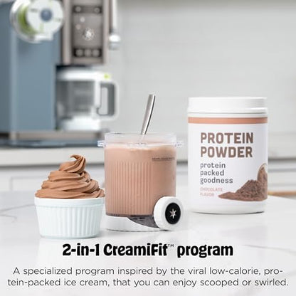 Ninja CREAMi Scoop & Swirl Ice Cream Maker, Soft Serve Desserts, Sorbet, Milkshakes, Frozen Yogurt and More, 13-in-1 Programs, Includes Handle and Two 16 oz 2-in-1 Pints, Blue, NC701ND