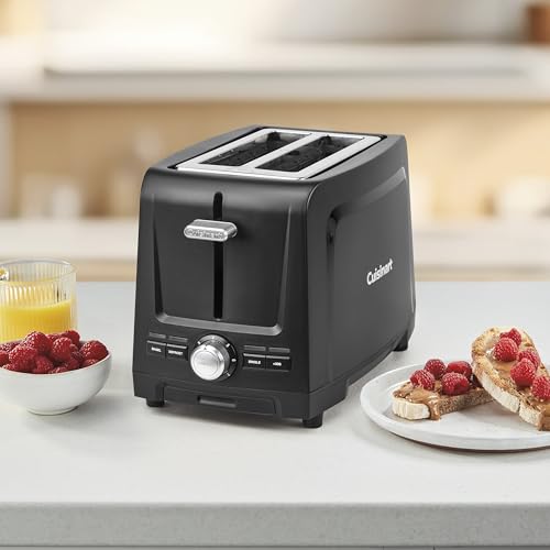 Cuisinart Core Collection 2-Slice Toaster | Extra-Long Slots for Artisan Bread, Bagel | High-Lift Quickview™ | Single Slice & Defrost Function | +30sec Toast Boost | Removable Crumb Tray, Black