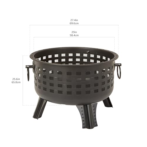 Amazon Basics 27 inch Steel Round Lattice Fire Pit, Easy to Assemble