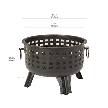 Amazon Basics 27 inch Steel Round Lattice Fire Pit, Easy to Assemble