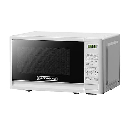 BLACK+DECKER Compact Countertop Microwave Oven 0.7 Cu. Ft. 700-Watts with LED Lighting, Child Lock, White