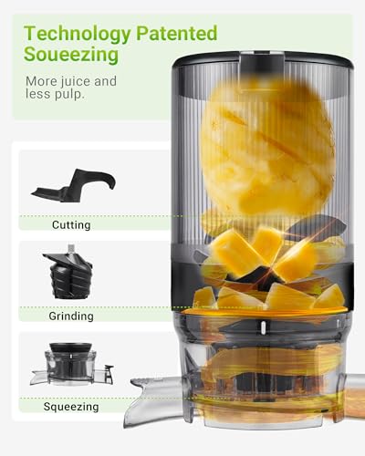 TUUMIIST Juicer Machines, Cold Press Juicer with 5.3" Extra Large Feed Chute Fit Whole Fruits & Vegetables Easy to Clean, High Juice Yield, BPA Free (Black)