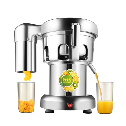 Commercial Heavy Duty Juicer Machine, 110V 370W Electric Juicer, Fruit and Vegetables Automatic Juice Extractor, Extractor Centrifugal Juice Making Machine, Stainless Steel Cold Press Juicer