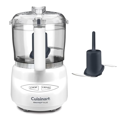 Cuisinart Mini-Prep Plus Food Processor, 3 Cup Mini Food Processor to Chop Herbs, Vegetables, and Hard Cheese, 3 Cup Work Bowl, Reversible Stainless Steel Blade, DLC-2A, White
