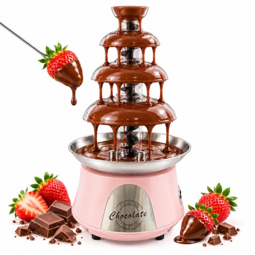 WEDFHJKO 4 Tier Chocolate Fondue, Electric Chocolate Fountain Machine