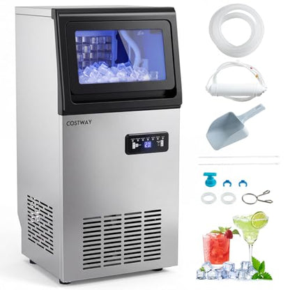 COSTWAY Commercial Ice Maker Machine 110LBS/24H, 36 Cubes in 13 Mins