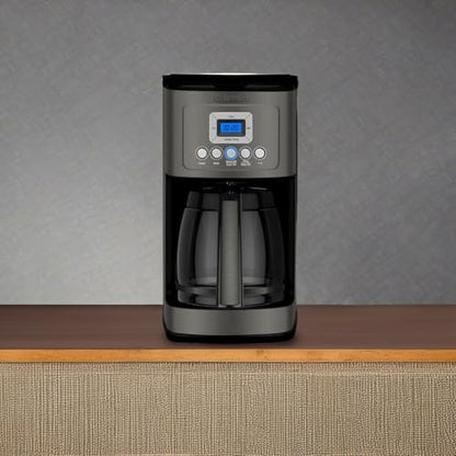 Cuisinart 14-Cup Coffee Maker, Programmable PerfecTemp Glass Carafe Coffee Machine with 1-4 Cup Setting, Brew Strength Control and Pause, Stainless Steel, DCC-3200BKSNAS, Black
