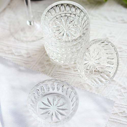 kanpura Mini Glass Bowls, Round Prep Bowl, Dishwasher Safe, Pinch Bowls for Dipping Spices Sauce, Stackable, 2 oz, Set of 6, (Clear)