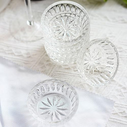 kanpura Mini Glass Bowls, Round Prep Bowl, Dishwasher Safe, Pinch Bowls for Dipping Spices Sauce, Stackable, 2 oz, Set of 6, (Clear)