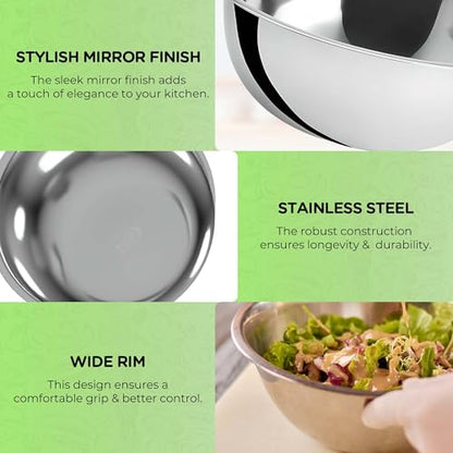 OCS Parts 0.75 Quart Mixing Bowls | Set of 4 | 7-Inch Stainless Steel Professional Grade Flat Base Mixing Bowls for Home and Commercial Kitchens | Dishwasher Safe