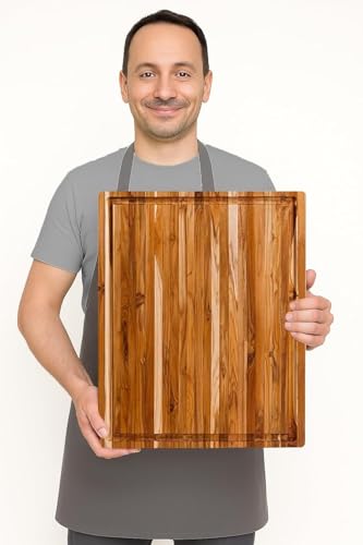 Teakhaus Carving Board with Juice Groove - Extra Large (XL) Teak Wood Cutting Board 24”L x 18”W x 1.5” Thick - Sustainably Harvested & FSC Certified - Knife Friendly with Beeswax Oil Finish