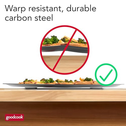 GoodCook AirPerfect Insulated Nonstick Carbon Steel Pizza Pan with Cutting Guides, Perforated Nonstick Pizza Pan, 15.75-Inch, Gray