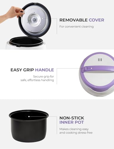 CUCKOO Basic Rice Cooker 6-Cup Uncooked / 12-Cup Cooked, Versatile Rice Maker with Non-Stick Inner Pot, Easy to Use, Auto Keep Warm, White/Purple (CR-0671V)