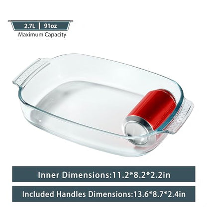 VRUIFA 9x13 Glass Baking Dish, 2.7 Quart Casserole Dishes for Oven, Borosilicate Glass