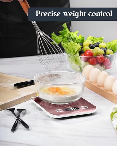 Tcsxady Food Scale, 11lb Digital Kitchen Scale with 6 Units LCD Display and Tare Function,Compact Design for Baking,Healthy Cooking,Meal Prep, 304 Stainless Steel