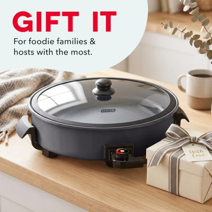DASH Family Size Electric Skillet with Lid, 6-Quart Ceramic, Forged Iron