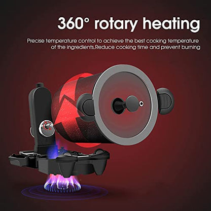 Dntum Full Automatic Cooking Machine,Intelligent Multi Cooker,Multi-Function Non-Stick Pan Stir-Fry Machine Cooker,360° Rotating Heating Pot Stirrer, for Cooking, Outdoor,20 * 23 * 24cm,Red