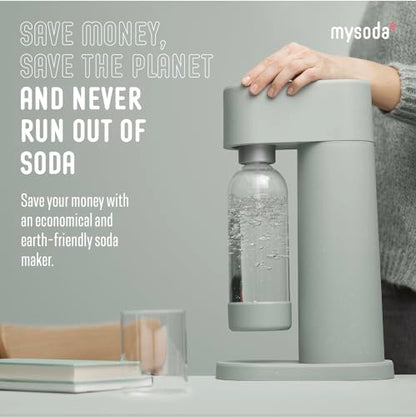 Mysoda Woody Soda Streaming Machine - Silent Carbonated Water Machine Robust Long-Lasting Aluminium Soda Maker - With 1L Water Bottle - Without CO2 Cylinder - Pigeon