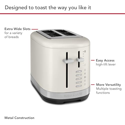 KitchenAid 2 Slice Automatic Toaster with Extra Wide Slots, KMT2109, Porcelain White
