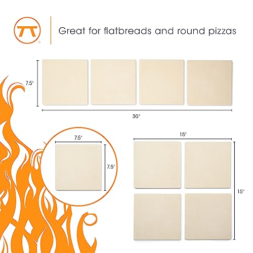 Outset Pizza Grill Stone Tiles For Oven and Grill, Set of 4 Baking Stones for Pizza, Bread & More