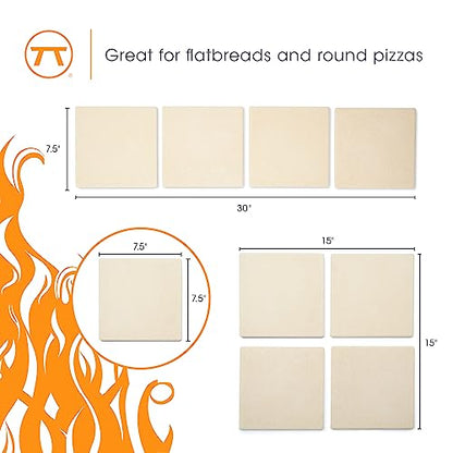 Outset Pizza Grill Stone Tiles For Oven and Grill, Set of 4 Baking Stones for Pizza, Bread & More
