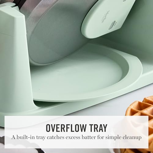 Martha Stewart Rotating Waffle Maker, Ceramic Nonstick Plates, Honeydew